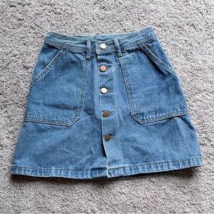 Classic Button-Front Denim Skirt